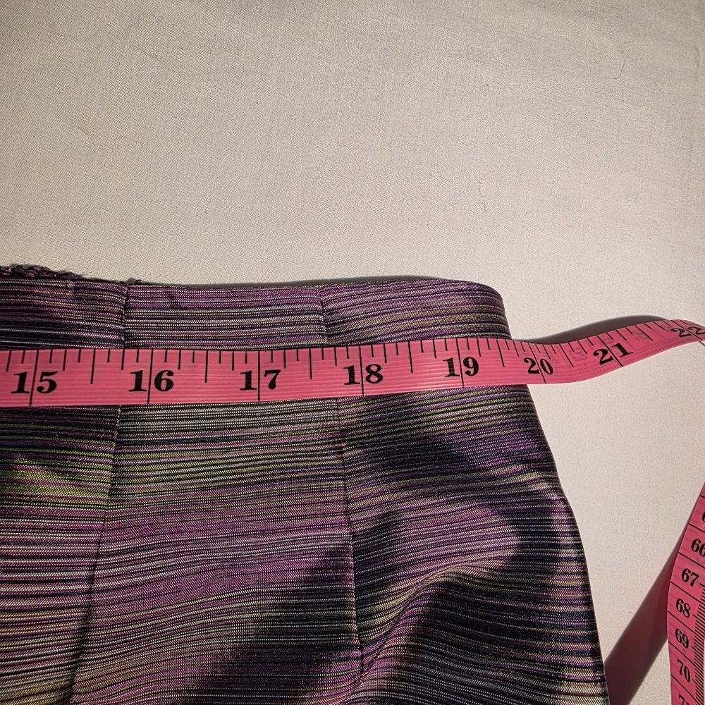 Vintage Y2K Silk Striped Due Per Due Cropped Pants High Waist Shimmery EUC 20W - Picture 4 of 13